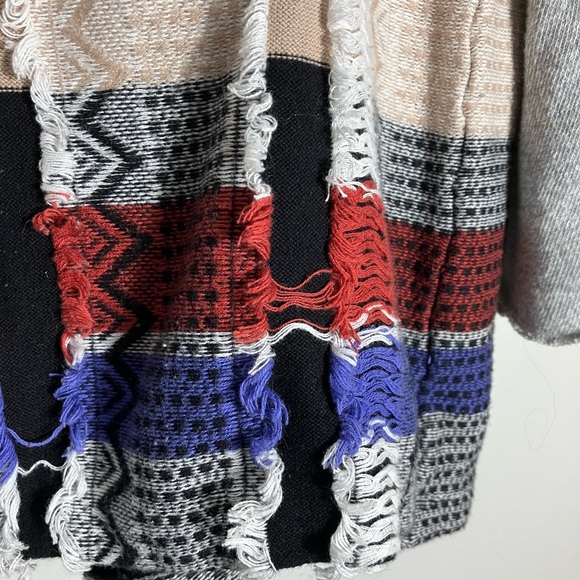 Gimmicks by BKE The Buckle Fringe Red, White, Blue Knit Cardigan Sweater - Picture 7 of 11